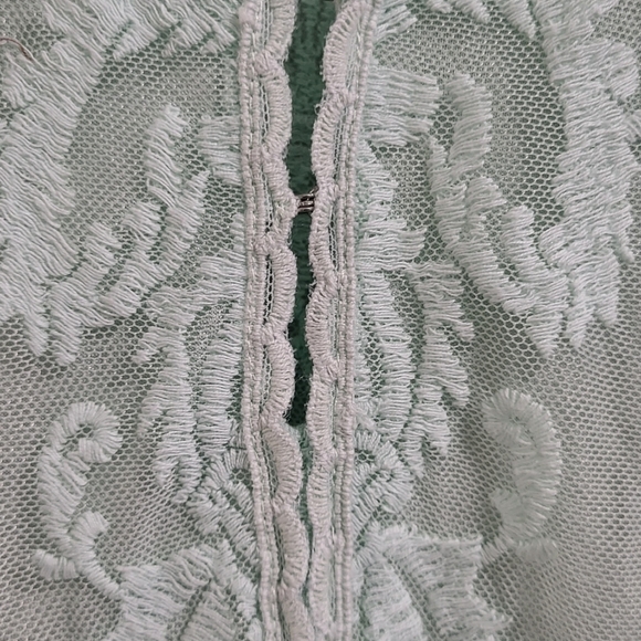 Free People Lace Overlay Mini Slip Dress Size 6 V Neck Green Empire Waist - Picture 6 of 11